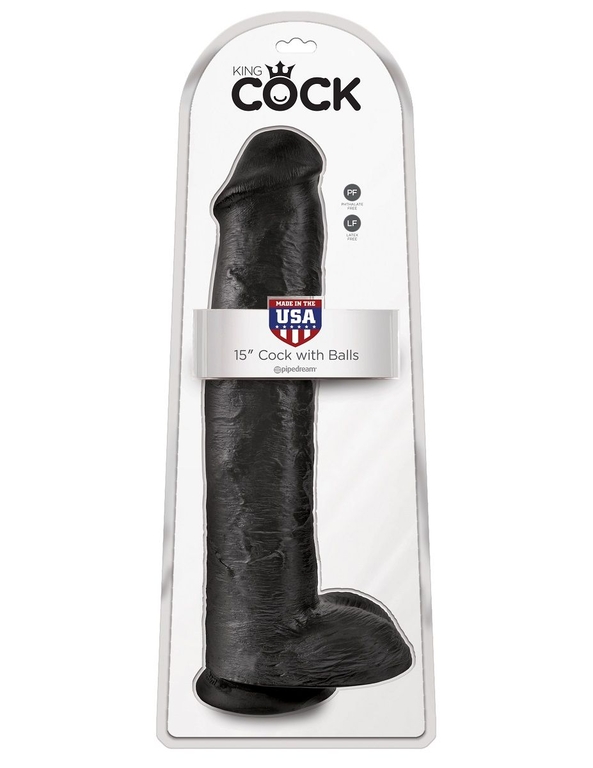 Чёрный фаллоимитатор-гигант 15  Cock with Balls - 40,6 см.