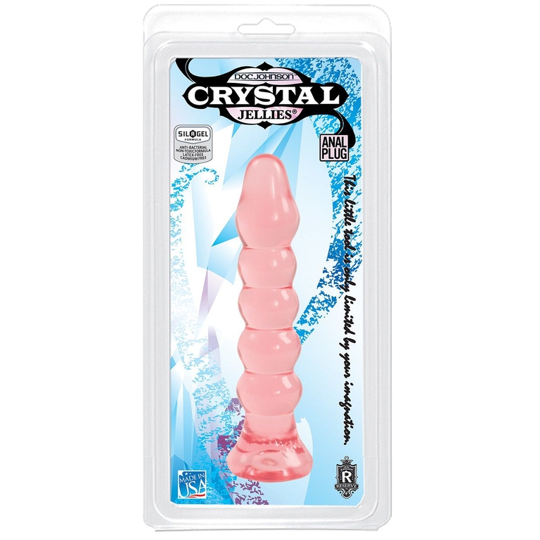 Анальная елочка из розового геля Crystal Jellies Anal Plug Bumps - 15,2 см.